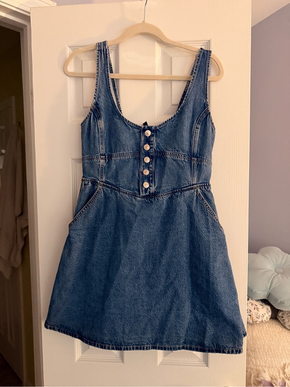 American Eagle Outfitters Denim Button-Up Corset Mini Dress size M